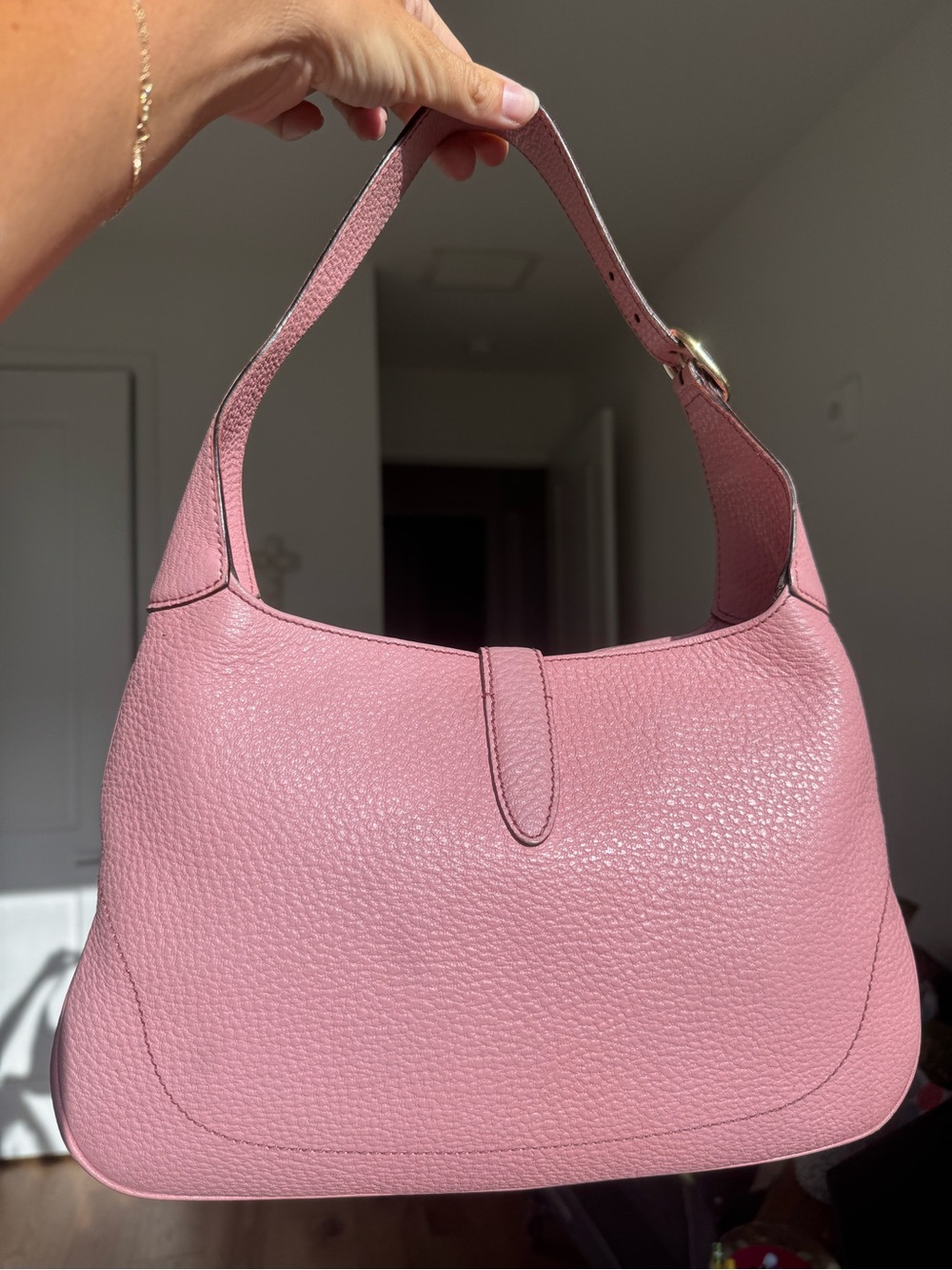 Gucci Jackie Hobo Shoulder Bag in Rare Pink Pebbled Leather, Authentic - Picture 2 of 11